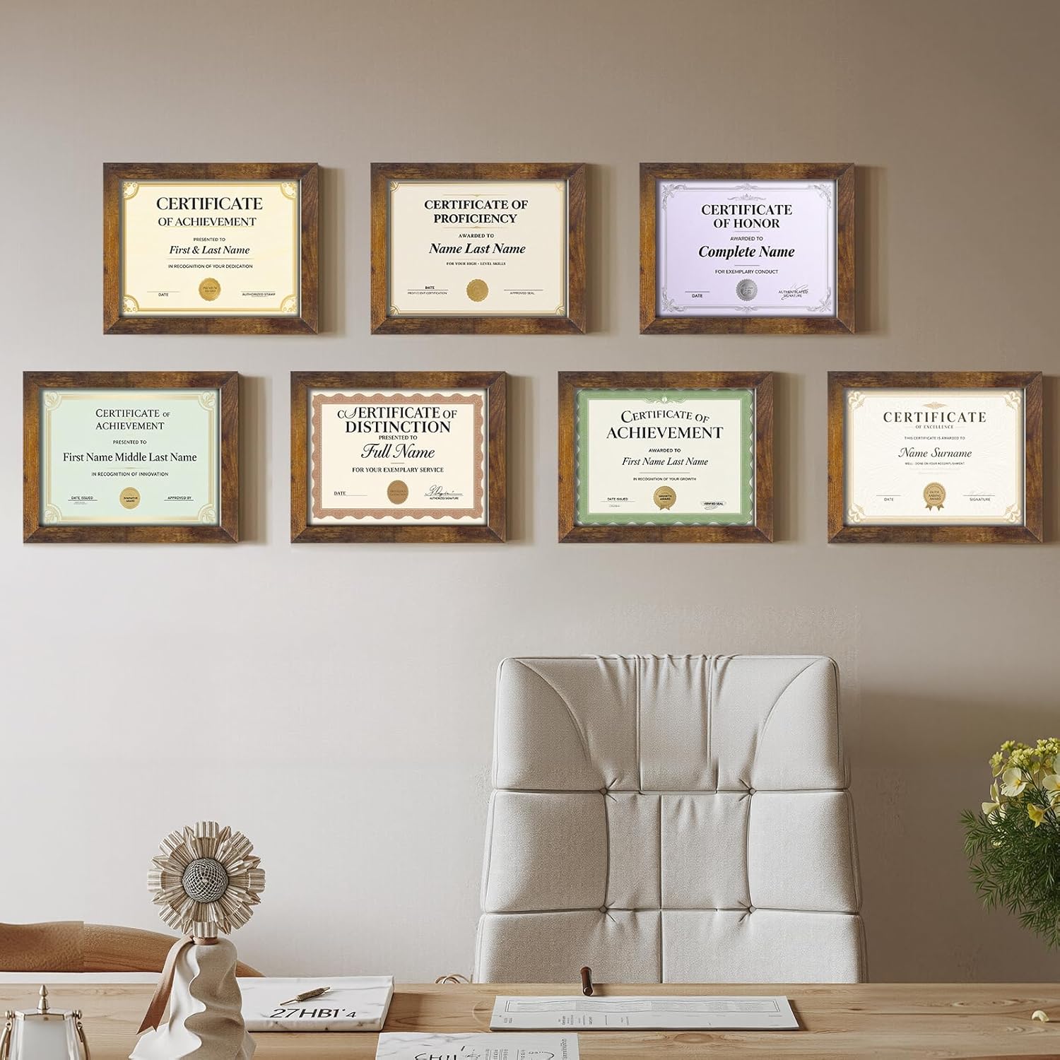 Certifications wall at DR.RISHI'S DENTAL STUDIO & IMPLANT CENTRE